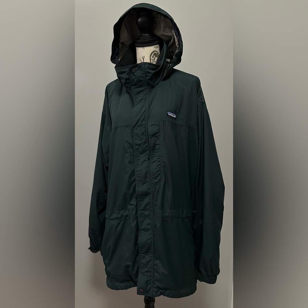 🧥 Vintage Patagonia Long Sleeve Hooded Rain Coat - Men's Size Large, Black 🌧️ - Picture 1 of 13